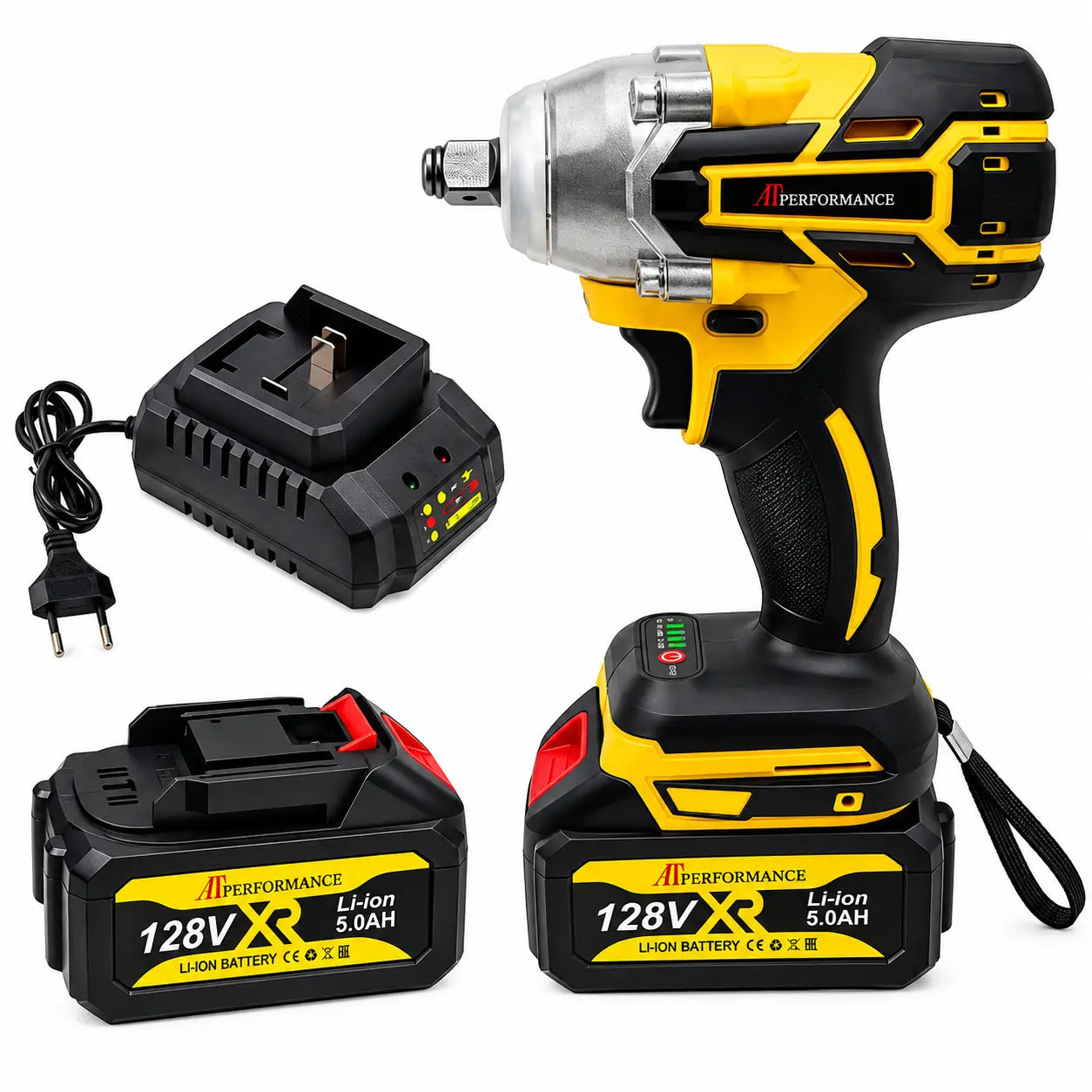 Mașină de Înșurubat cu Impact AT PERFORMANCE® 850Nm, 128V, 2 Acumulatori 5Ah, Set 40 Accesorii, Valiză Transport