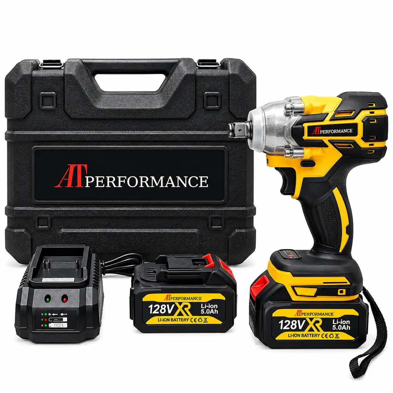 Mașină de Înșurubat cu Impact AT PERFORMANCE® 850Nm, 128V, 2 Acumulatori 5Ah, Set 40 Accesorii, Valiză Transport