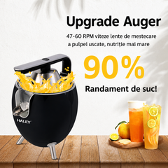 Storcător Electric de Citrice HALEY HY-2965, 500W, 2 Conuri pentru Citrice, Sistem de Presare, Componente din Inox, Funcție Anti-Picurare, Negru