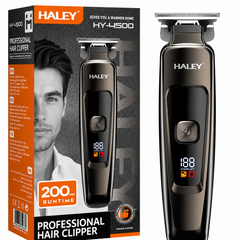 Mașină Profesională de Tuns și Contur HALEY HY-4500, Acumulator 1200mAh, Autonomie 200 Min, Lamă din Oțel, Display Digital, Reîncărcabilă