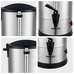 Termos Electric Profesional HALEY HY-6930L, Capacitate 30L, Putere 2500W, Oțel Inoxidabil 304, Menținere Temperatură, Indicator Nivel Apă, Robinet pentru Servire