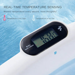 Cadita pliabila albastra pentru nou nascuti cu pernita si termometru incorporat