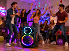 Boxă Portabilă Karaoke 12" KOLAV F1230, 400W PMPO, Acumulator Reîncărcabil, 2 Microfoane Wireless, Bluetooth, RGB LED, TWS, USB/TF, FM Radio, Telecomandă, Bass puternic