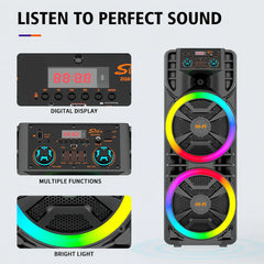 Boxă Portabilă AT Performance 12” x2, 6000mAh, Bluetooth, RGB , DSP, Microfon Wireless – Super Bass