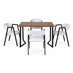 Set Masă Bucatarie Si Sufragerie 120x70 cm cu 4 Scaune, Blat Lemn, Cadru Metalic – Stil Modern