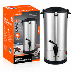 Termos Electric Profesional HALEY HY-6935L, 35L, 2500W, Inox 304, Robinet, Indicator Nivel Apă, Menținere Temperatură