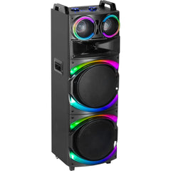 Boxă Karaoke AT PERFORMANCE® Portabilă 21200W PMPO, 2 x 12", Bluetooth, 2 Microfoane Wireless, RGB LED