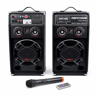 Set 2 Boxe Multimedia Active AT Performance AT-284, 1500W PMPO,12 Inch, Bluetooth, USB, AUX, Karaoke