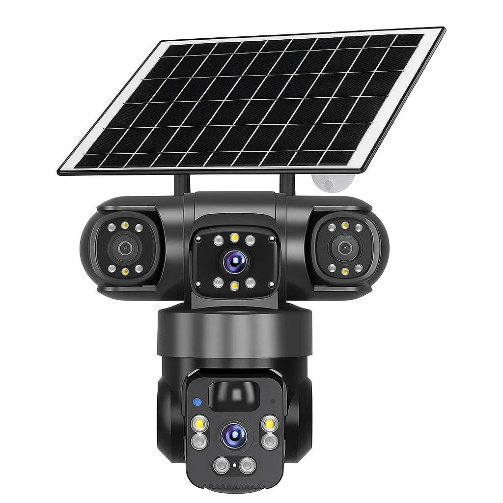 Cameră de Supraveghere Solară 4G/WiFi cu 3 Lentile, Viziune 360°, AI și Night Vision Colo