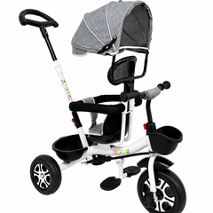 Tricicletă Evolutivă Kiddo KD-X06, Scaun Rotativ 360°, Copertină UV, Roți din Cauciuc, 9 Luni – 6 Ani