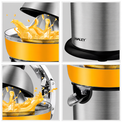 Storcător Electric pentru Citrice Haley HY-2954, 800W, Recipient 400 ml, Sistem cu Pârghie, Carcasă Inox, Randament Ridicat, Argintiu