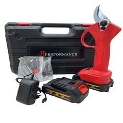 Foarfecă Electrică AT Performance cu 2 Acumulatori, Fără Fir, Lama Oțel Carbon, 5000 mAh, Rosu