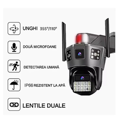 Cameră de Supraveghere AT PERFORMANCE® Exterior 4G SIM PTZ 355° – Triple Screen, Detectare Mișcare, Vedere Nocturnă HD