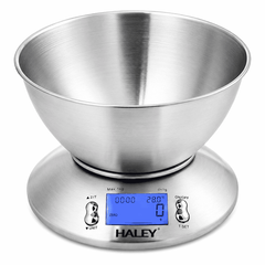 Cântar Electronic De Bucătărie Haley HY-5021, Capacitate 5 Kg, Precizie 1 g, Bol Inox 1,8 L, Display LCD