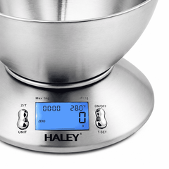 Cântar Electronic De Bucătărie Haley HY-5021, Capacitate 5 Kg, Precizie 1 g, Bol Inox 1,8 L, Display LCD