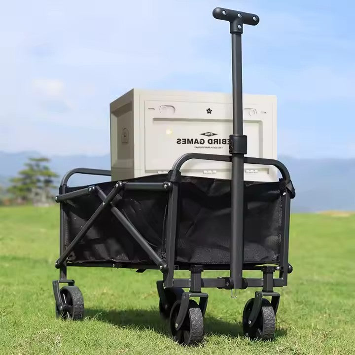 Cărucior Pliabil Transport Marfă AT Performance, Capacitate 100 kg, Manere Ajustabile, 67×46×36 cm, Negru – Ideal pentru Grădină, Camping, Plajă, Shopping