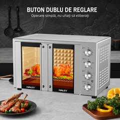 Cuptor electric HALEY HY-5132, 110L, 3600W, temperatură reglabilă până la 250°C, rotisor, timer 120 minute, tavă și grătar incluse