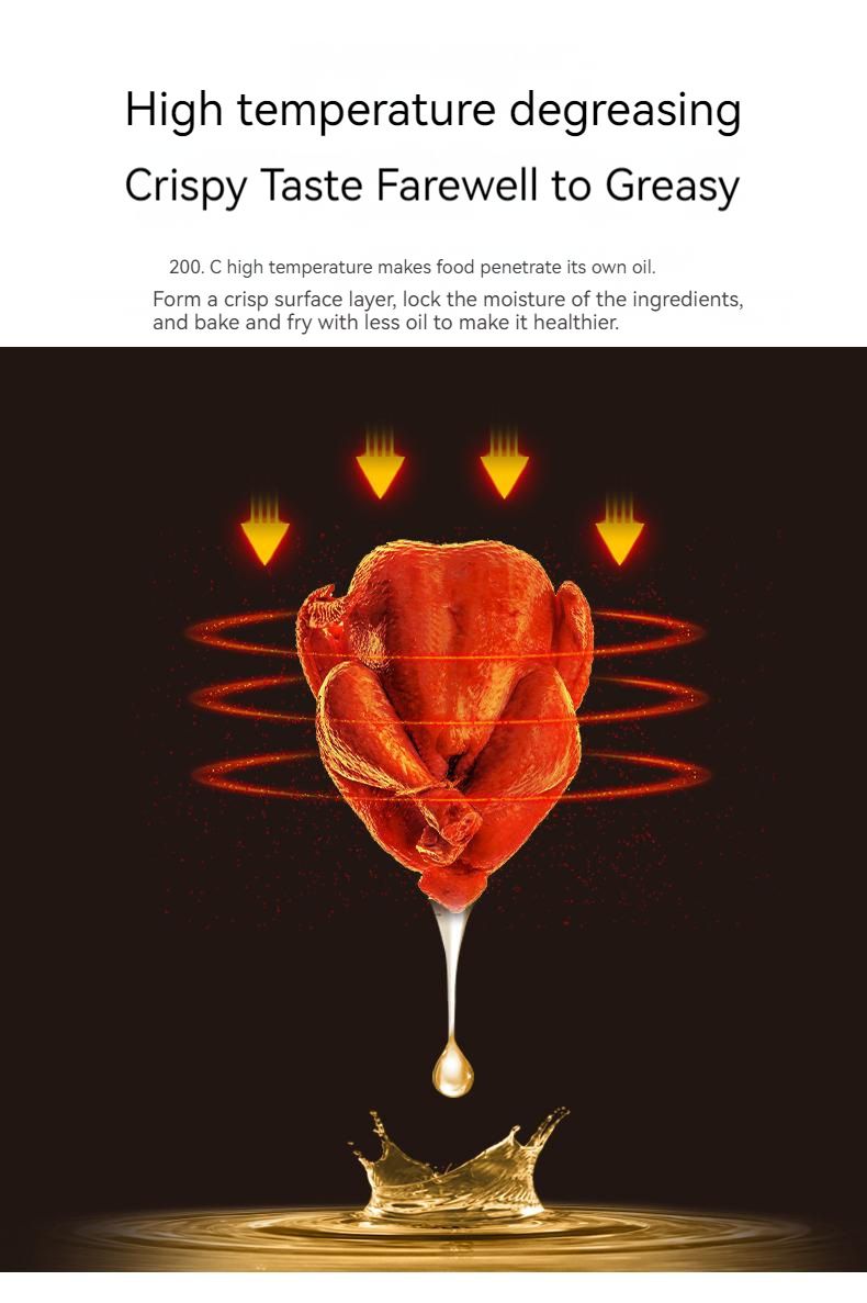 Friteuză fără Ulei AT PERFORMANCE® 2400W, 6L, Cuptor cu Aer Cald 360°, Funcție de Coacere – CADOU 100 Hârtii de Copt