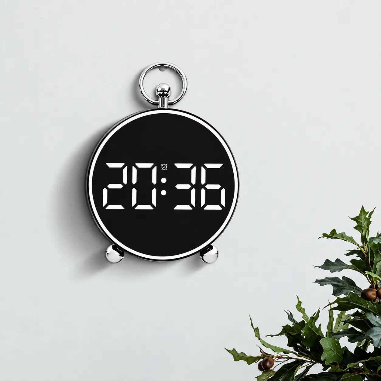 Ceas Digital AT PERFORMANCE®, de Masă sau Perete, cu Alarmă, Snooze, Lumină LED, Mod Noapte, Control Vocal, USB – Alb