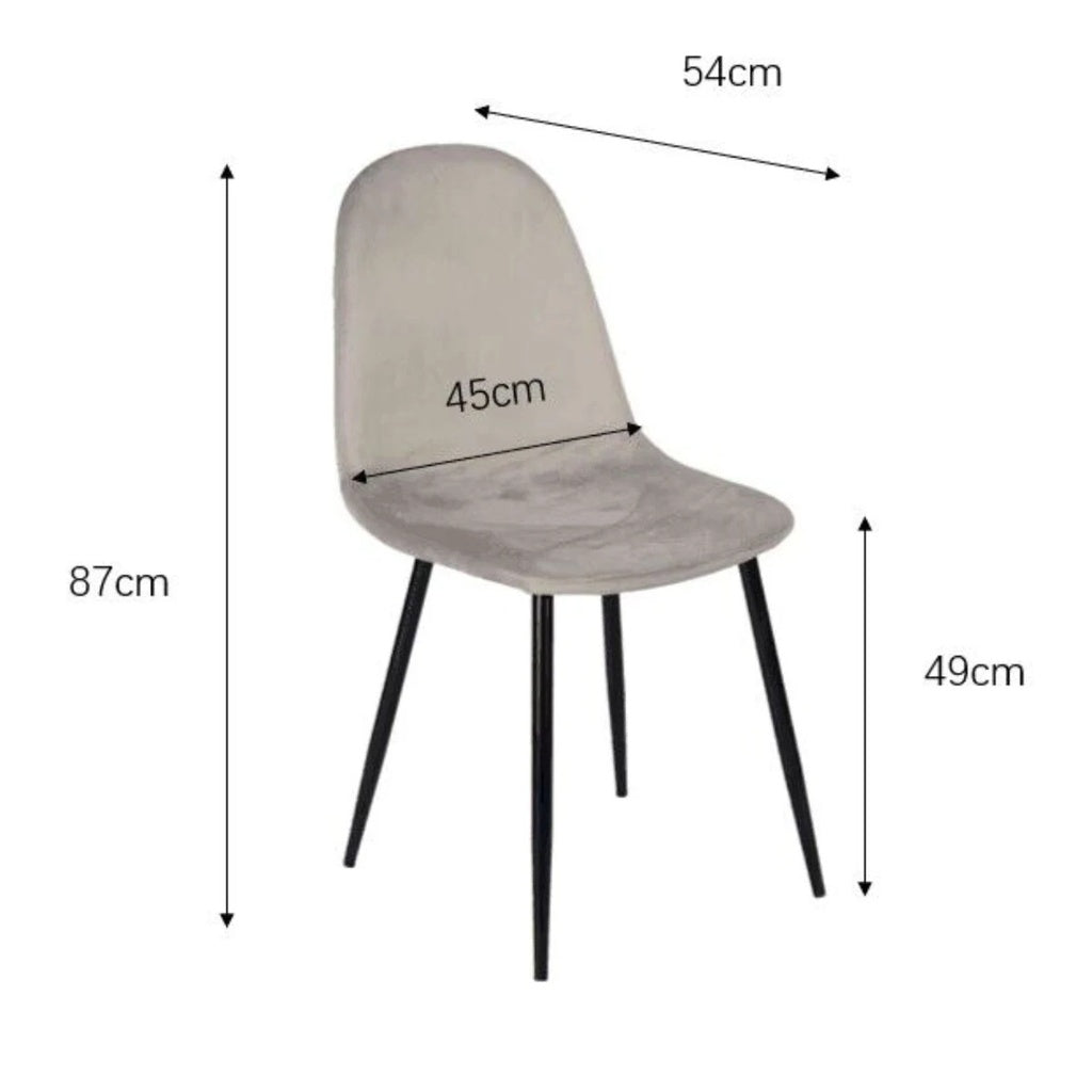 Set masă Bucatarie / Sufragerie cu 4 scaune, blat sintered stone gri și catifea, 120x70 cm