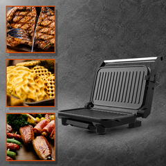 Aparat Panini Maker HALEY HY-8615, 1500W, Plăci Antiaderente, Control Automat al Temperaturii, Balama Flotantă, Deschidere 105°, Indicatoare Luminoase