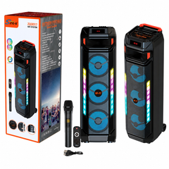 Boxă Portabilă Karaoke Sing-e ZQS8317, Bluetooth, 3 Difuzoare 8", 60W, Microfon Inclus, Telecomandă, LED RGB, Acumulator 4500mAh