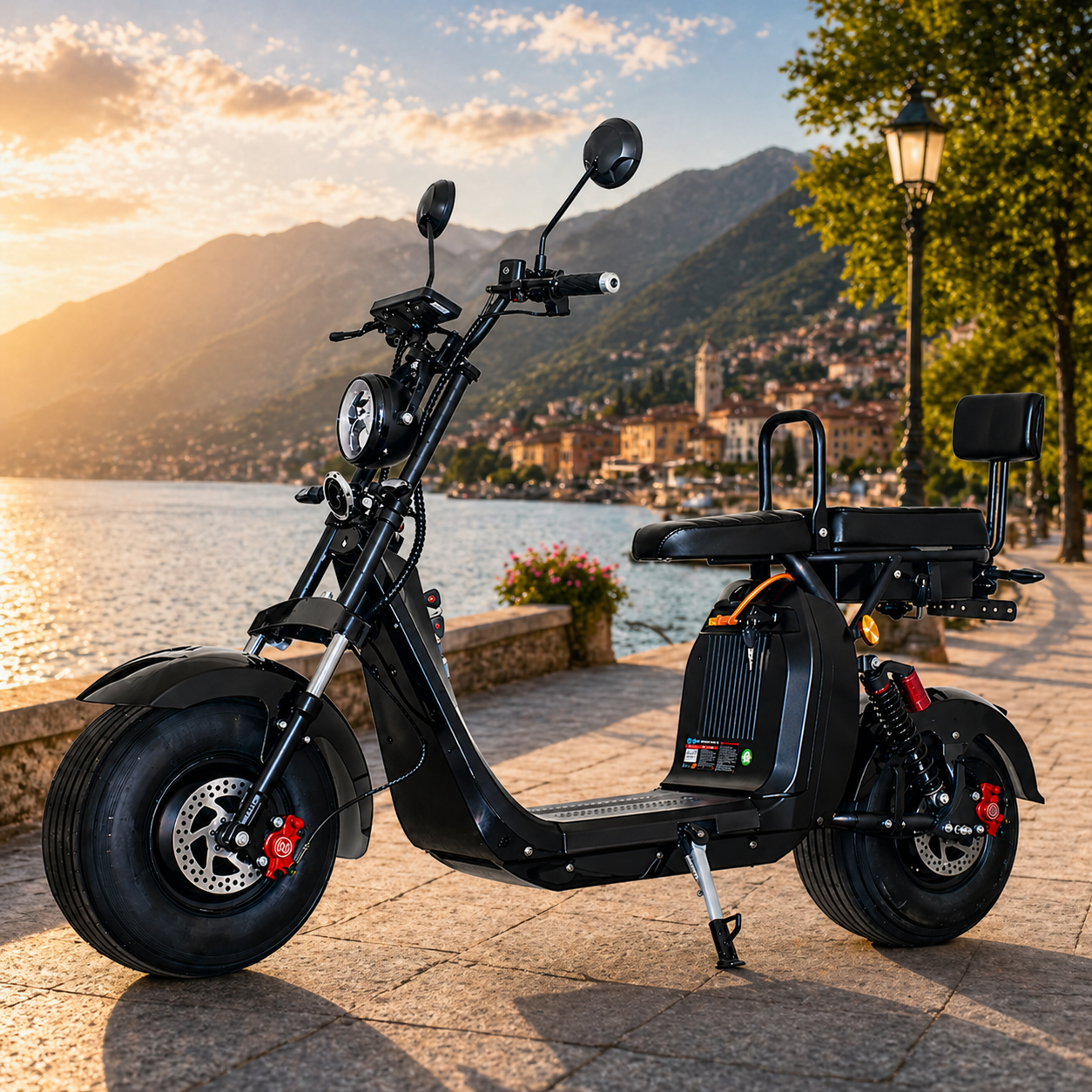 Scuter Electric 2 Persoane, Viteză Limitată 25 km/h – Fără Permis,  Motor 1500W, Baterie 20Ah, Suspensie Hidraulică, COC Inclus
