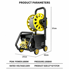 Spălător cu Înaltă Presiune AT PERFORMANCE® AT-2091, cu Tambur pentru Furtun, Pulverizator pentru Spumă și Kit Complet de Accesorii