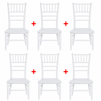 Set 6 Scaune Elegante AT PERFORMANCE®, Policarbonat Rezistent la Umiditate, Spătar Decorativ, Fără Brațe, Alb, 38 x 37 x 88.5 cm