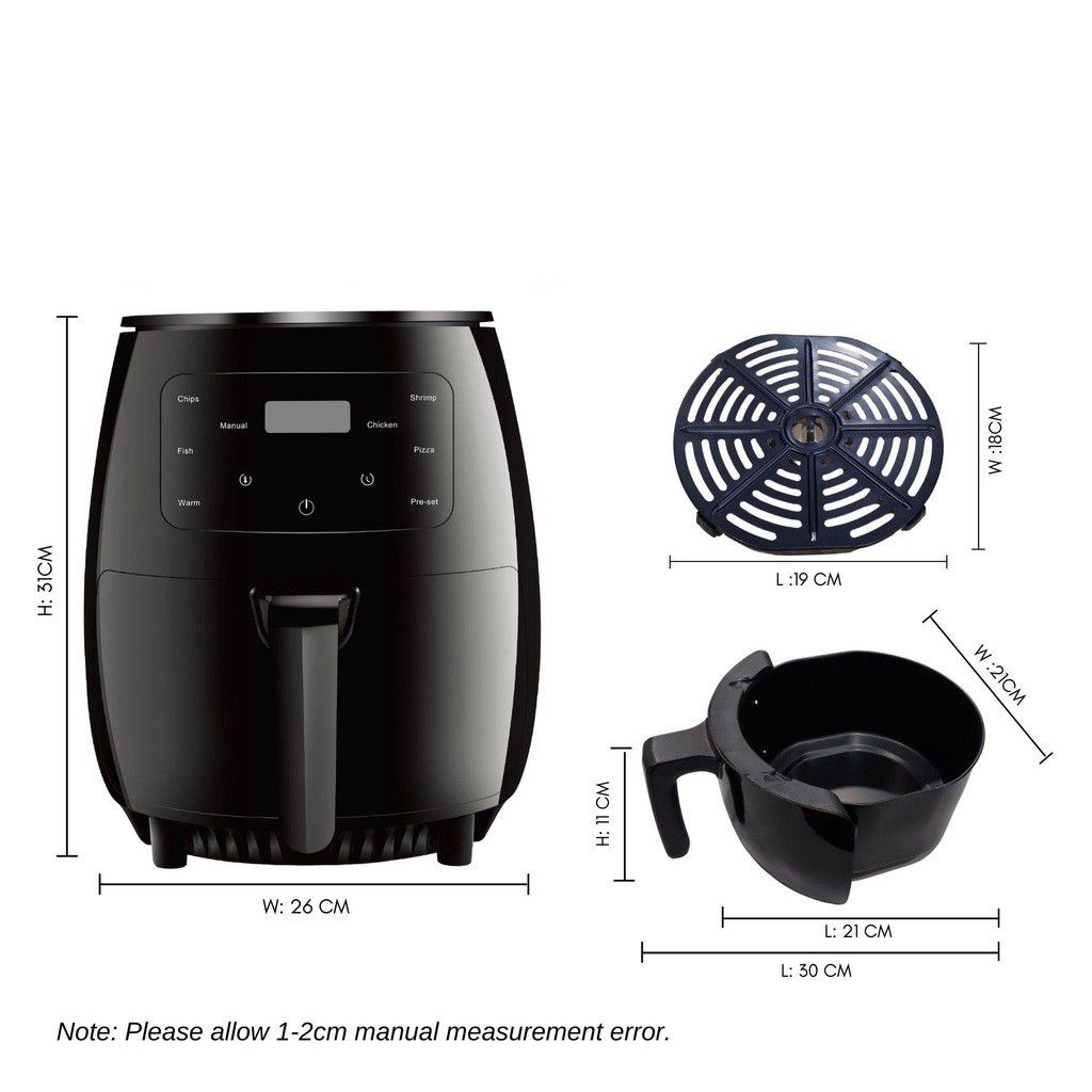 Friteuză fără Ulei AT PERFORMANCE® 2400W, 6L, Cuptor cu Aer Cald 360°, Funcție de Coacere – CADOU 100 Hârtii de Copt