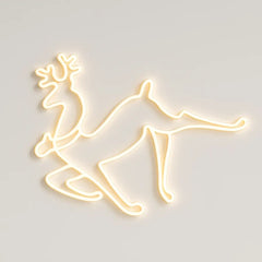 Decoratiune luminoasa Ren de Craciun AT PERFORMANCE®, 2 fete, cu Furtun LED, 57x50x4 cm, Alb cald.