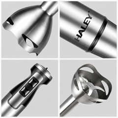 Blender Vertical De Mână Haley HY-1103, 1600W, 2 Viteze, Lame Din Oțel Inoxidabil, Picior Detașabil, Funcție Anti-Stropire, Roșu/Inox