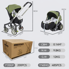 Cărucior 4 în 1 pentru Bebeluși Stroller Plus 2053 – Sistem Multifuncțional, 0-3 Ani
