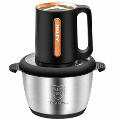 Tocător Electric HALEY HY-1253, 1200W, Bol Inox SUS 304 de 3L, 4 Lame din Oțel Inoxidabil, 3 Trepte de Viteză, Sistem Antiderapant