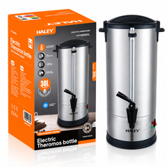 Termos Electric Profesional HALEY HY-6930L, Capacitate 30L, Putere 2500W, Oțel Inoxidabil 304, Menținere Temperatură, Indicator Nivel Apă, Robinet pentru Servire