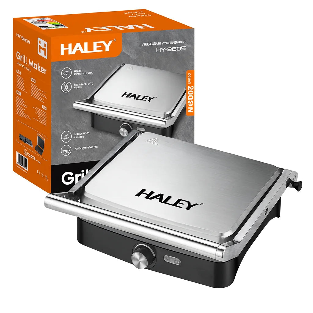 Grill Electric Haley HY-8609, 2000W, Plăci Antiaderente, Deschidere 18 ...