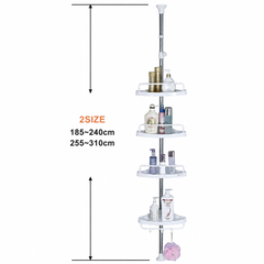 Etajeră Colț Baie AT Performance®, Telescopică 185-310 cm, 4 Rafturi, Organizator Duș, Montaj Fără Găurire