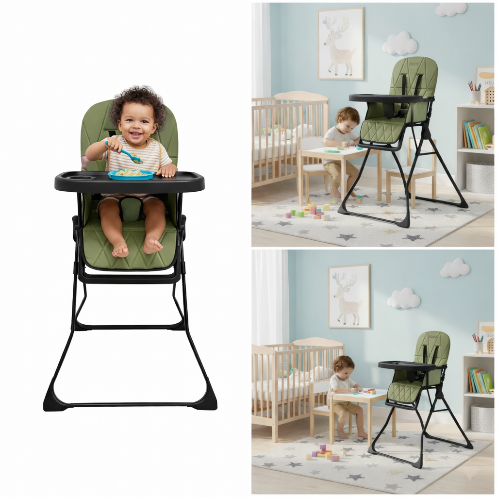 Scaun de masă pliabil pentru bebeluși și copii KIDOO HCY021 – Compact, Metalic, 6–36 luni