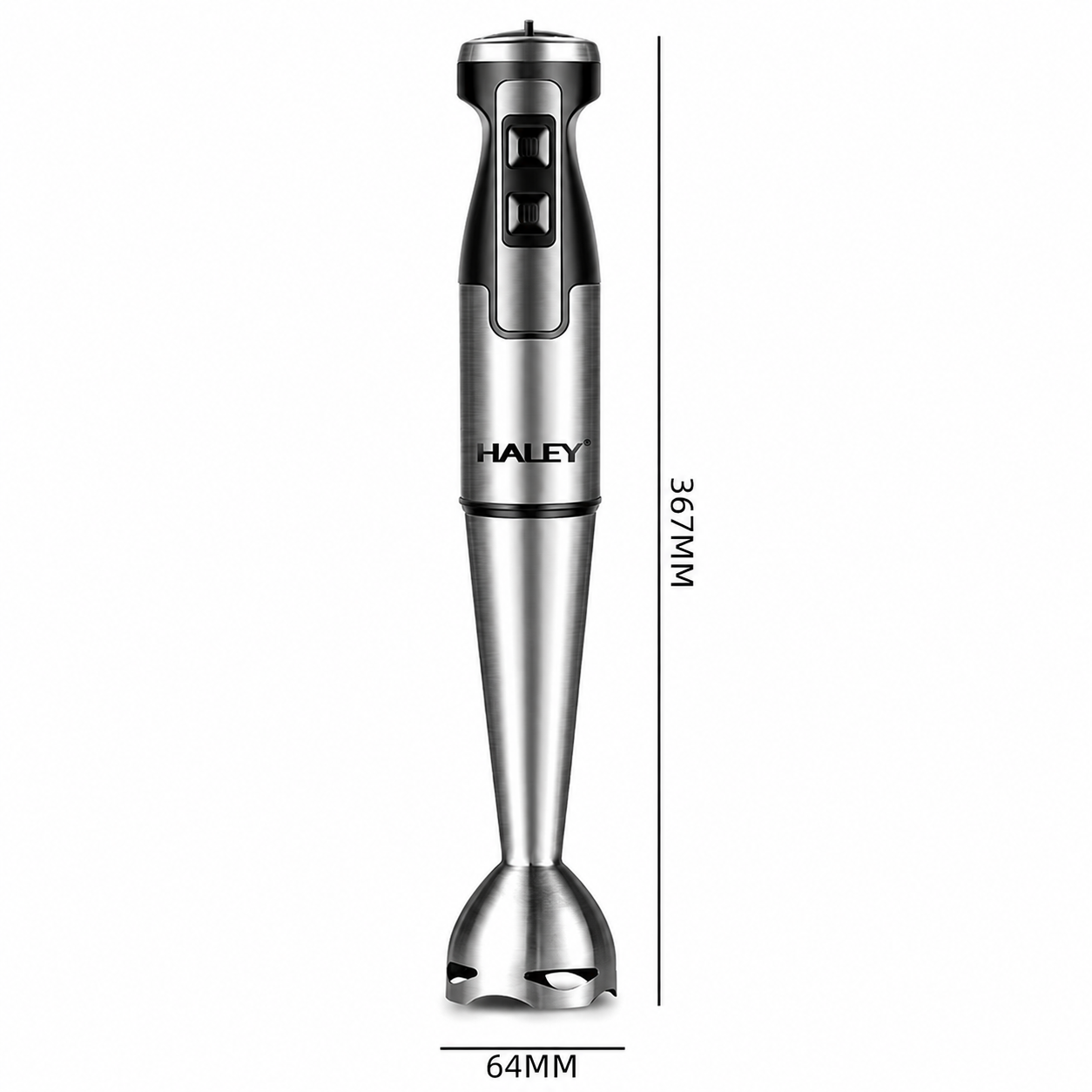Blender Vertical De Mână Haley HY-1103, 1600W, 2 Viteze, Lame Din Oțel Inoxidabil, Picior Detașabil, Funcție Anti-Stropire, Roșu/Inox