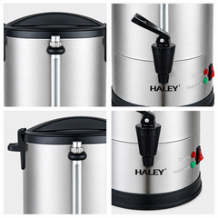 Termos Electric Profesional HALEY HY-6935L, 35L, 2500W, Inox 304, Robinet, Indicator Nivel Apă, Menținere Temperatură