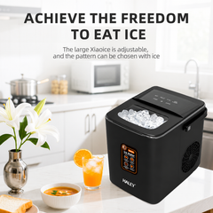 Mașină de Gheață Haley HY-6102, 100W, 12 Kg/24h, 9 Cuburi/Ciclu, Rezervor 1.8L, 2 Dimensiuni Gheață, Producție Continuă, Negru