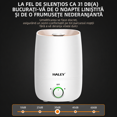 Umidificator De Aer Haley HY-3100, 5L, 1000W, Umidificare 360°, Reglare Continuă a Ceții, Rezervor Mare