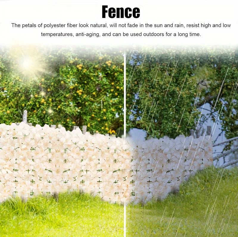 Rulou Artificial de Gard Viu, AT PERFORMANCE din PE Anti-UV, Flori Alb Rose, 100x300 cm