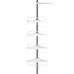 Etajeră Colț Baie AT Performance®, Telescopică 185-310 cm, 4 Rafturi, Organizator Duș, Montaj Fără Găurire