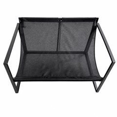 Set Mobilier Grădină AT PERFORMANCE® 4 Piese, Canapea 2 Locuri + 2 Fotolii + Măsuță cu Sticlă Securizată Neagră, Cadru Metalic