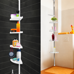 Etajeră Colț Baie AT Performance®, Telescopică 185-310 cm, 4 Rafturi, Organizator Duș, Montaj Fără Găurire