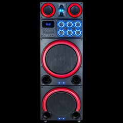 AT PERFORMANCE® Boxă Portabilă Karaoke 2250W PMPO, 2 x 15", Bluetooth, 2 Microfoane Wireless, RGB LED