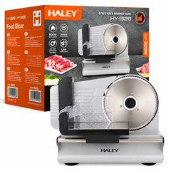 Feliator Electric de Alimente HALEY® HY-1329, Putere Maximă 800W, Lamă din Oțel Inoxidabil de 190 mm, Grosime de Tăiere Reglabilă 0–15 mm, Carcasă din Aluminiu Turnat, Protecție pentru Degete, Împingător Transparent cu Protecție