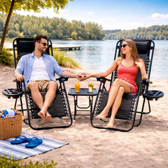 Set 2 Scaune Șezlonguri Zero Gravity + Masă cu Suport Pahare AT PERFORMANCE® – Pachet Promo Exterior