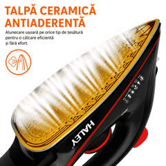 Fier De Călcat Cu Abur HALEY HY-2046, 2400W, Rezervor 350 ml, Talpă Ceramică